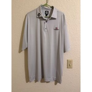 FootJoy Mens XL Grey Micro-Check Polo Williamsburg National Golf Shirt Short Slv